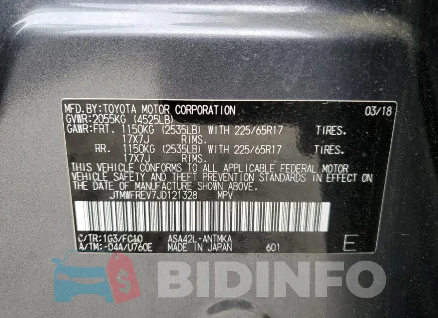 JTMWFREV7JD121328 Photo# 13