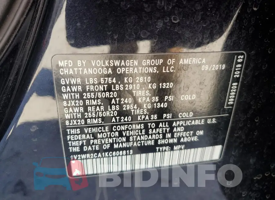 1V2WR2CA1KC606813 Photo# 13