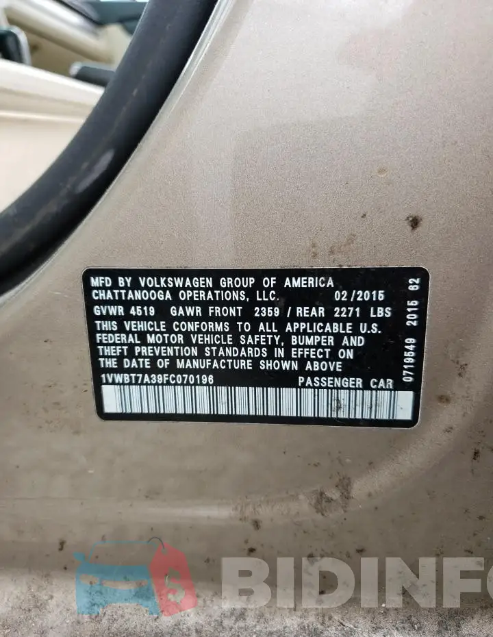 1VWBT7A39FC070196 Photo# 12