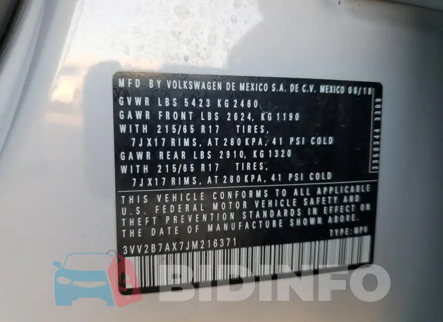 3VV2B7AX7JM216371 Photo# 12