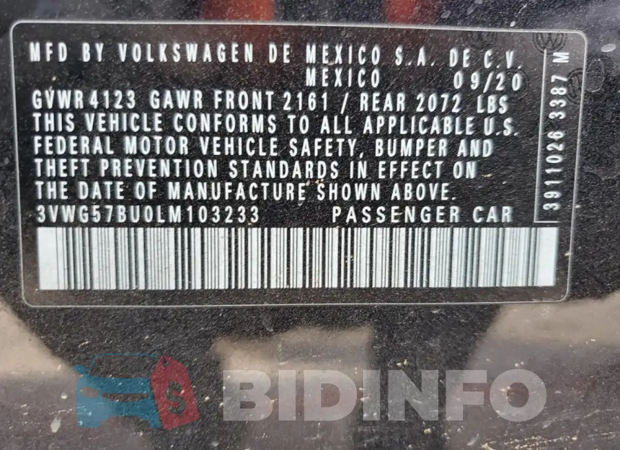 3VWG57BU0LM103233 Photo# 13