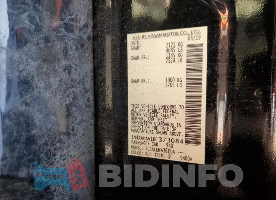 1N4AA6AV1KC373084 Photo# 13