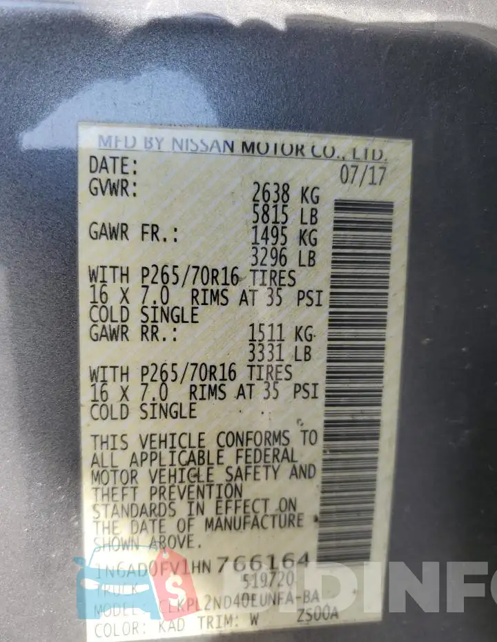 1N6AD0FV1HN766164 Photo# 12