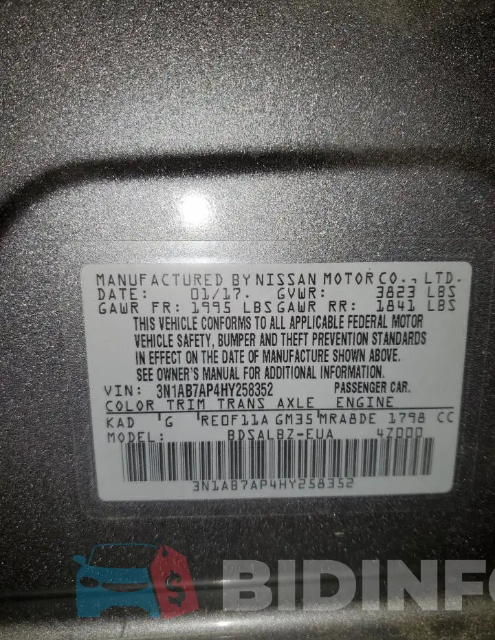 3N1AB7AP4HY258352 Photo# 13