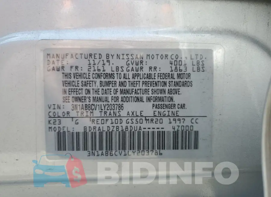3N1AB8CV1LY203786 Photo# 12