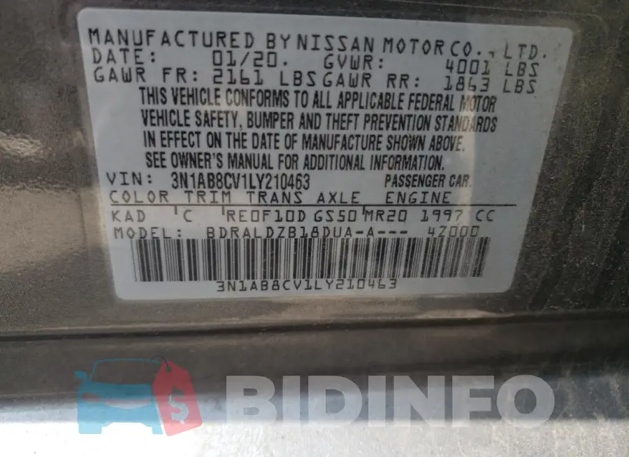 3N1AB8CV1LY210463 Photo# 12