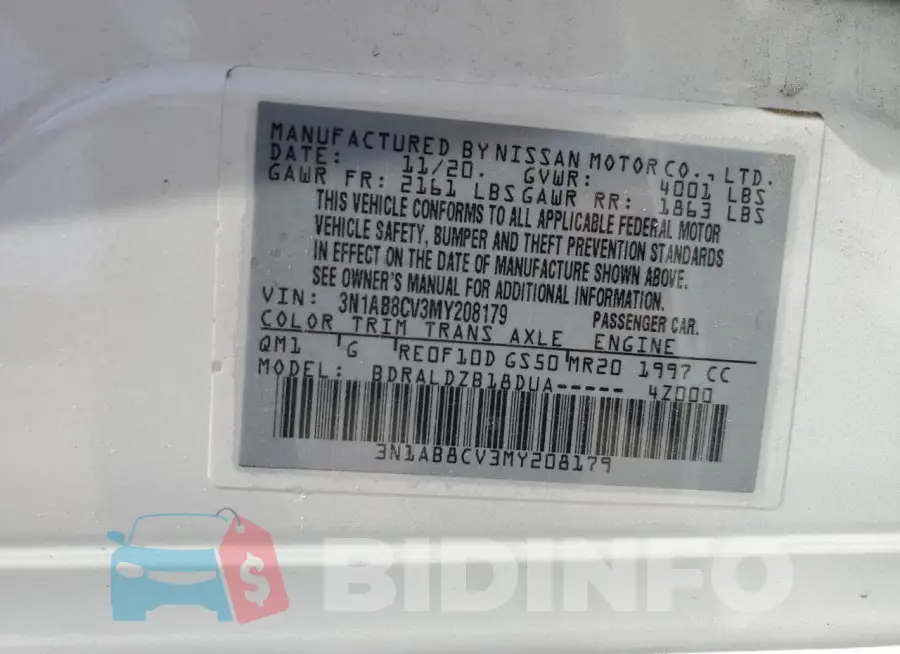 3N1AB8CV3MY208179 Photo# 12