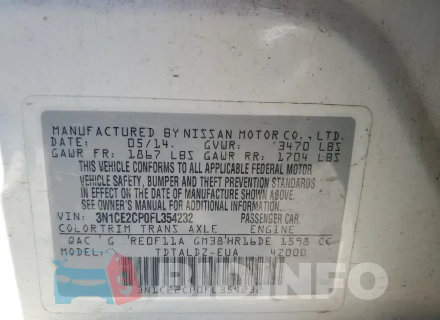 3N1CE2CP0FL354232 Photo# 12