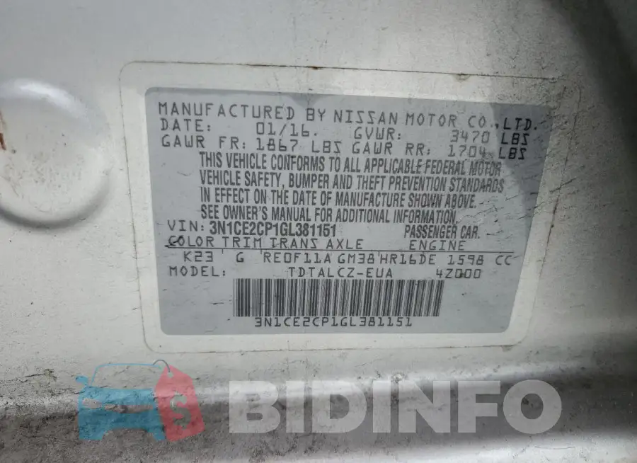 3N1CE2CP1GL381151 Photo# 13
