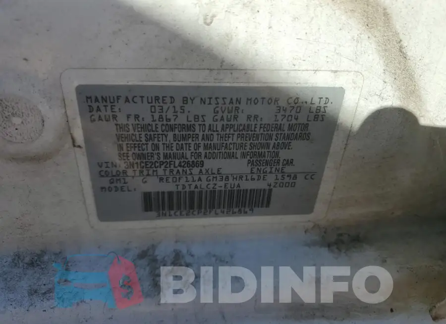 3N1CE2CP2FL426869 Photo# 12