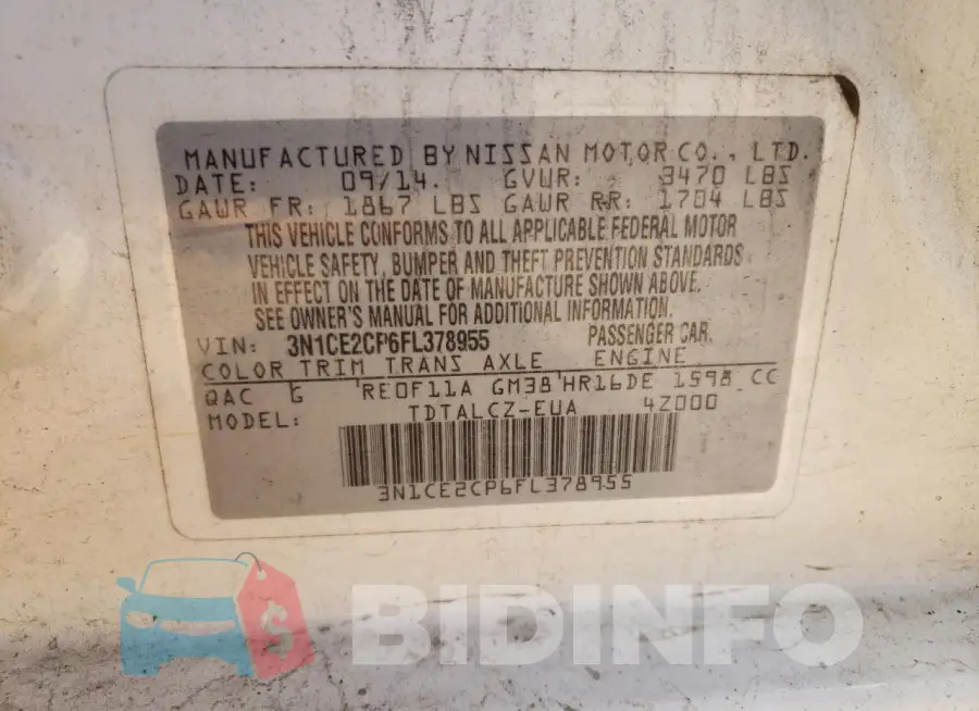 3N1CE2CP6FL378955 Photo# 12
