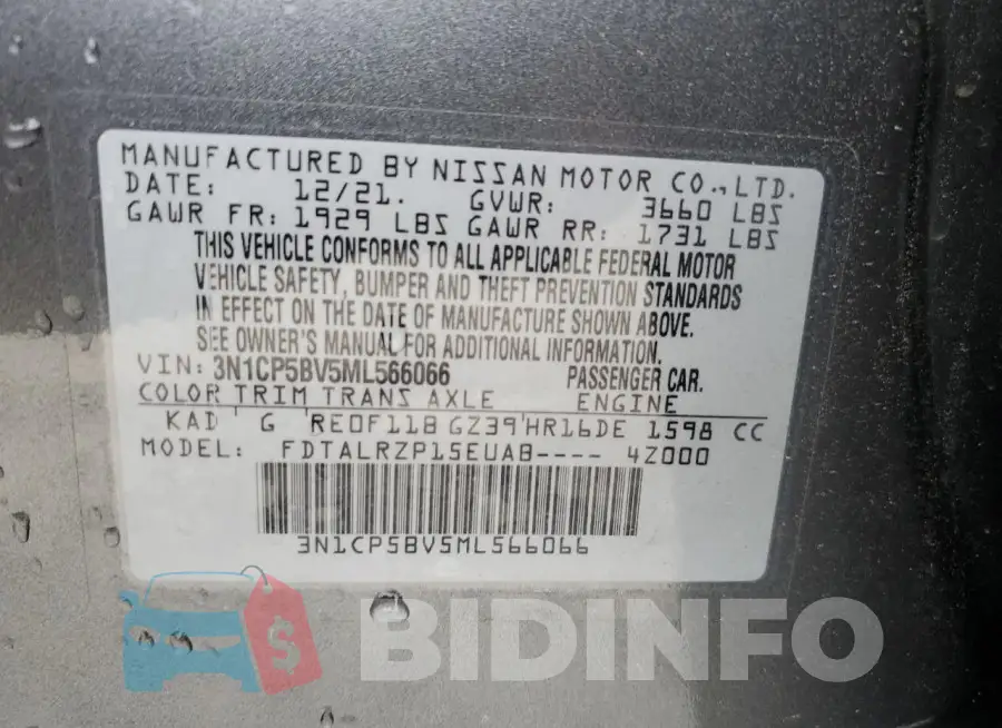 3N1CP5BV5ML566066 Photo# 13