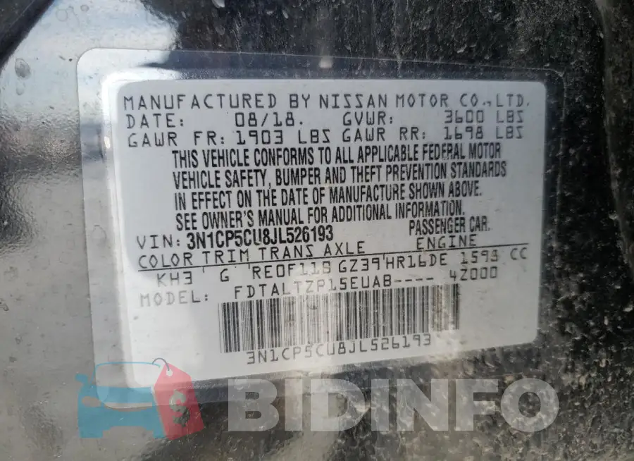 3N1CP5CU8JL526193 Photo# 14