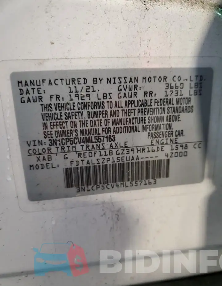 3N1CP5CV4ML557163 Photo# 12