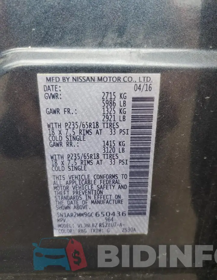 5N1AR2MM9GC650436 Photo# 14