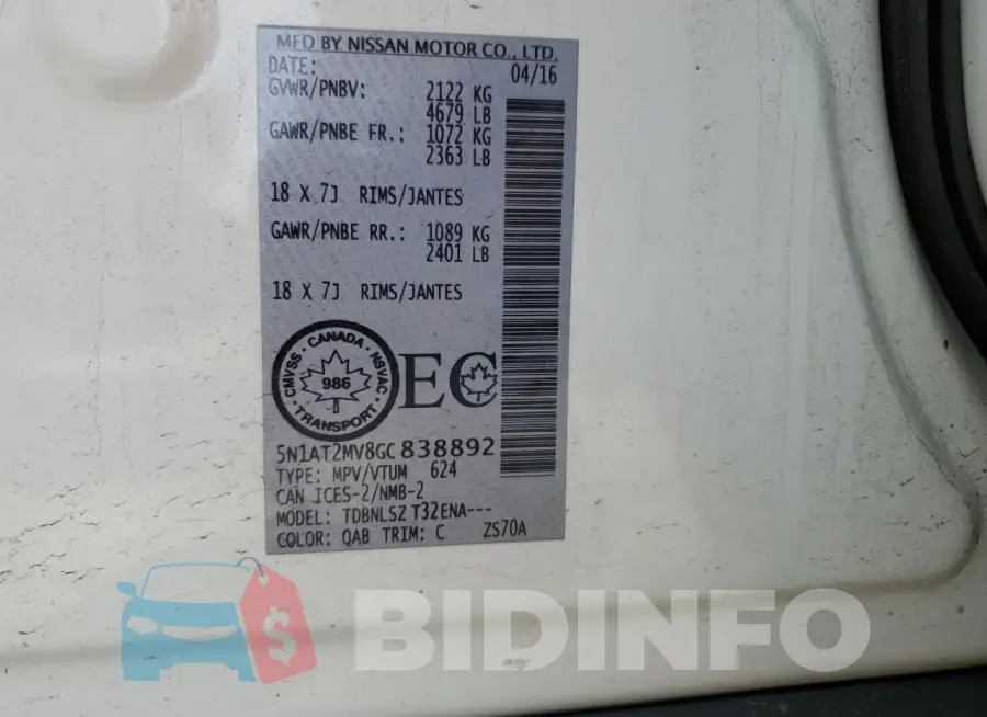 5N1AT2MV8GC838892 Photo# 13