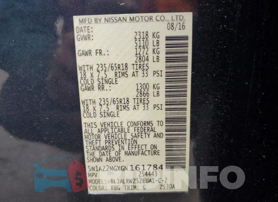5N1AZ2MGXGN161784 Photo# 14