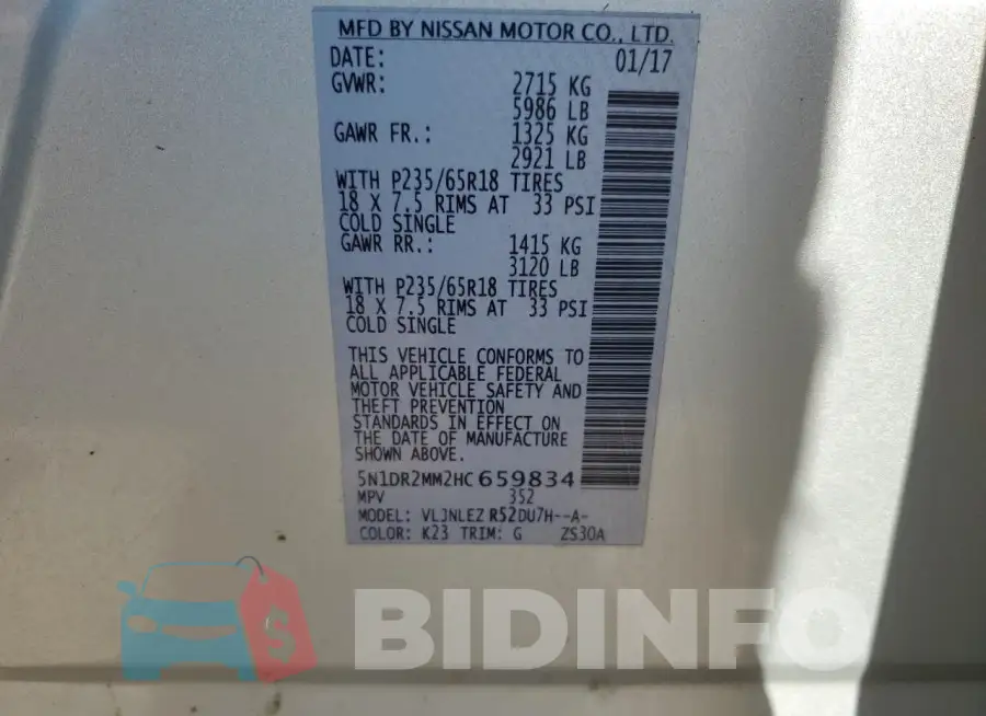 5N1DR2MM2HC659834 Photo# 12