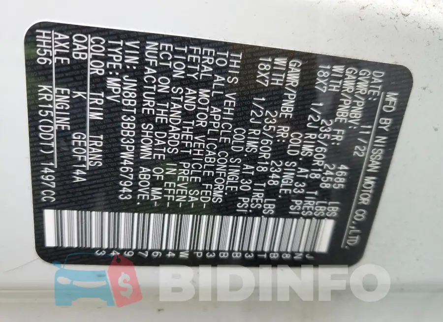 JN8BT3BB3PW467943 Photo# 13