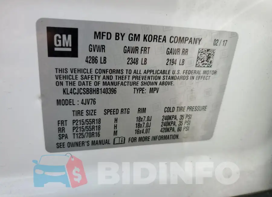 KL4CJCSB8HB140396 Photo# 14