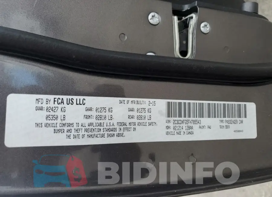 2C3CDXFG5FH785543 Photo# 12
