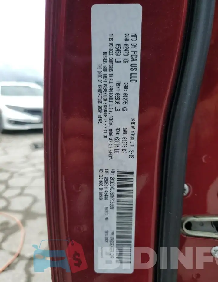 2C3CDXGJ9KH715998 Photo# 13