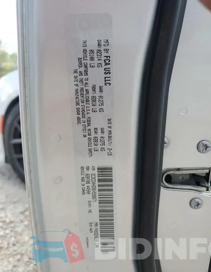 2C3CDXHG5KH599671 Photo# 13