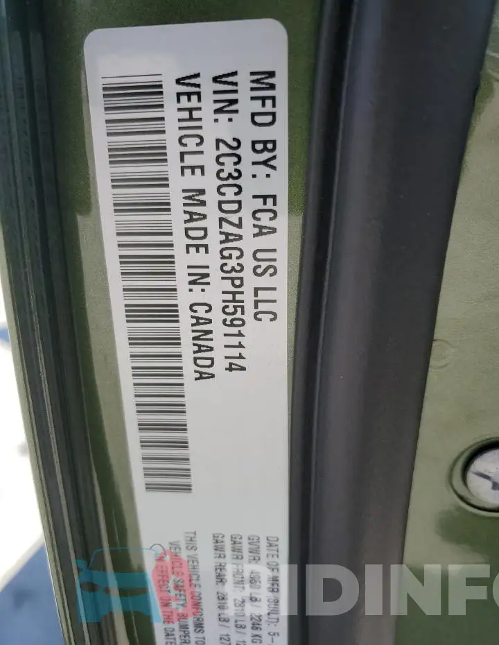 2C3CDZAG3PH591114 Photo# 12