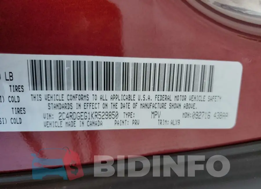 2C4RDGEG1KR529850 Photo# 14