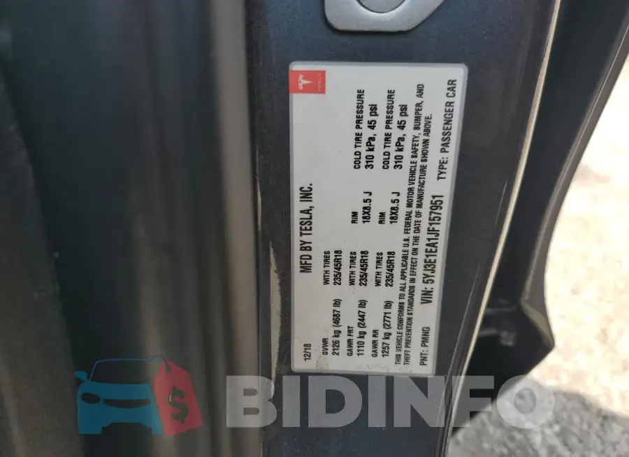 5YJ3E1EA1JF157951 Photo# 13