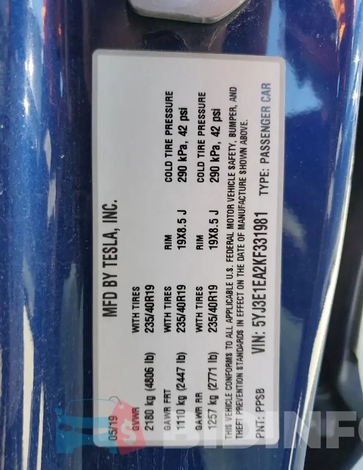 5YJ3E1EA2KF331981 Photo# 12