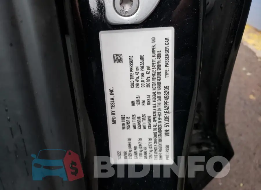5YJ3E1EA2PF458205 Photo# 13