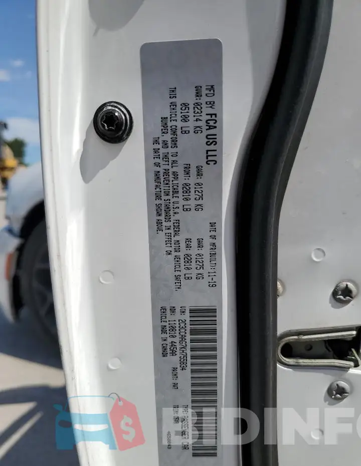 2C3CCAAG7KH755834 Photo# 13