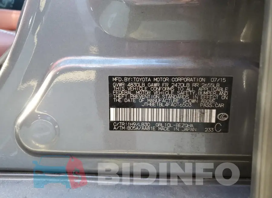 JTHBE1BL4FA016503 Photo# 12