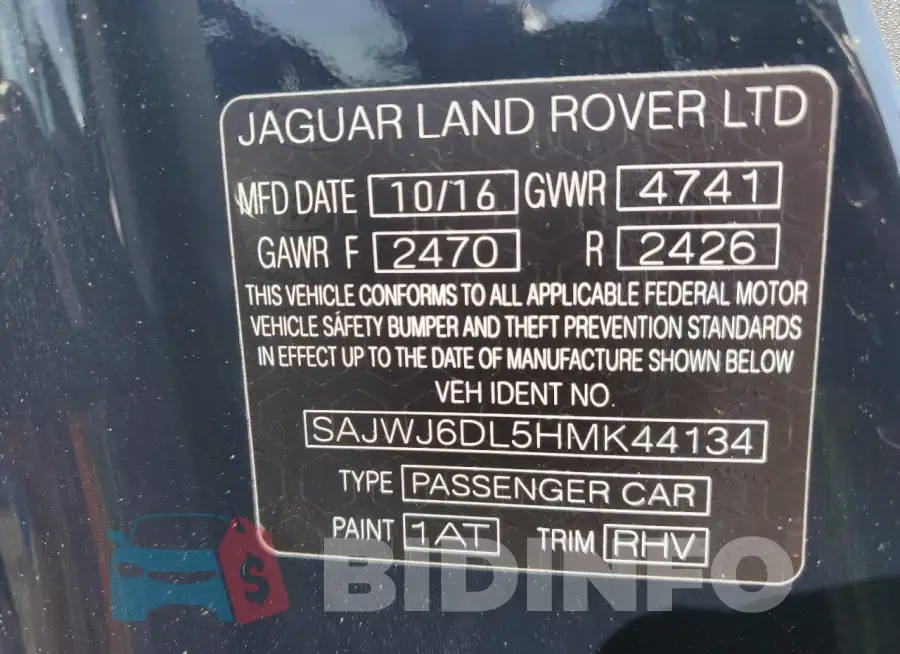 SAJWJ6DL5HMK44134 Photo# 13
