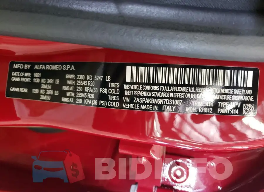 ZASPAKBN6N7D31087 Photo# 13