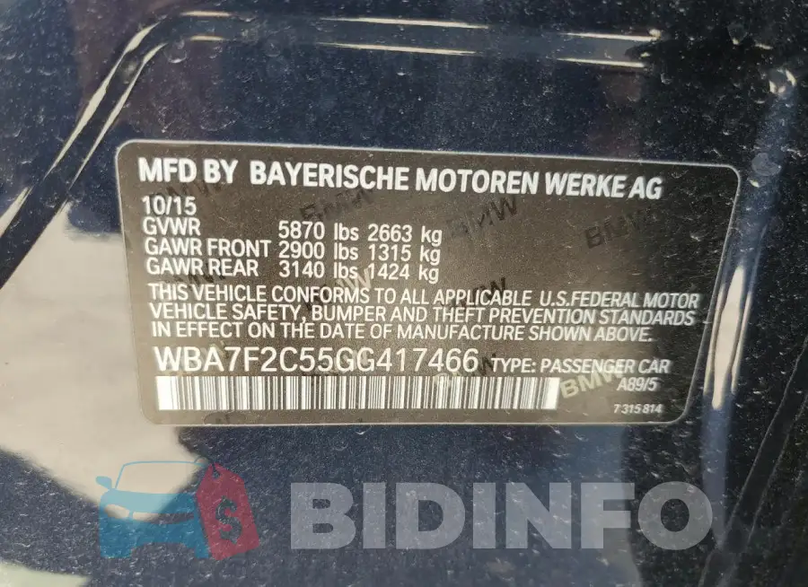 WBA7F2C55GG417466 Photo# 12