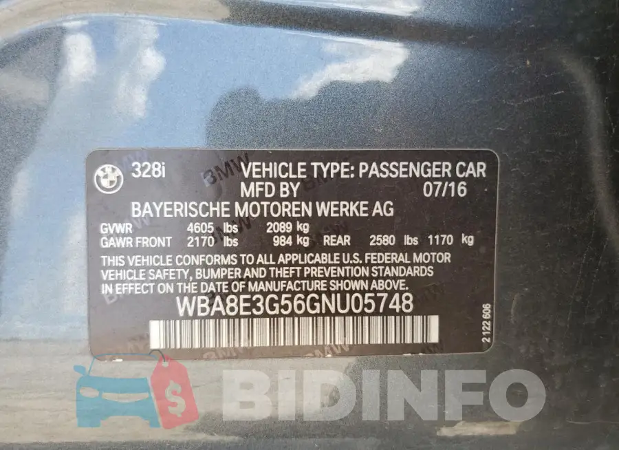 WBA8E3G56GNU05748 Photo# 13