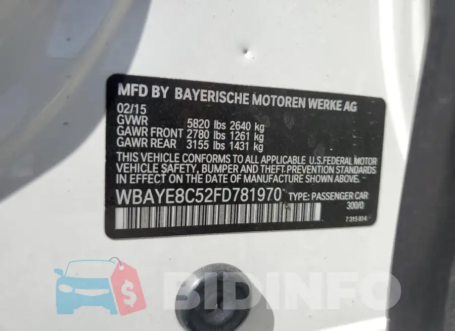 WBAYE8C52FD781970 Photo# 12