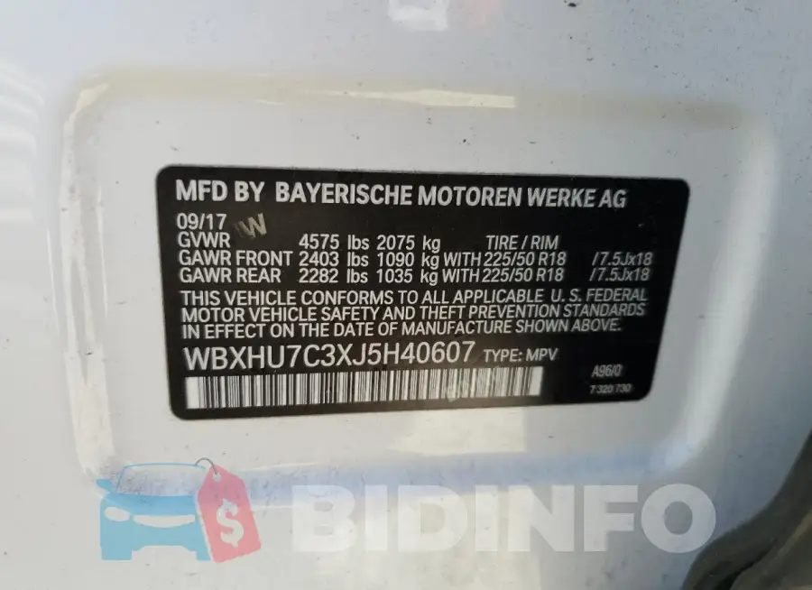 WBXHU7C3XJ5H40607 Photo# 12