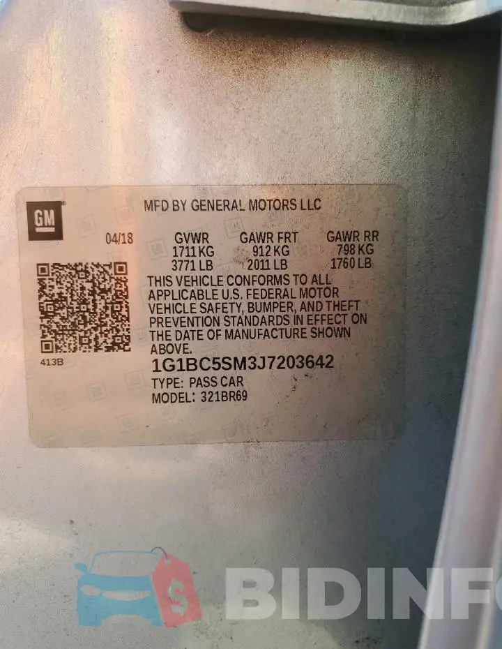 1G1BC5SM3J7203642 Photo# 13