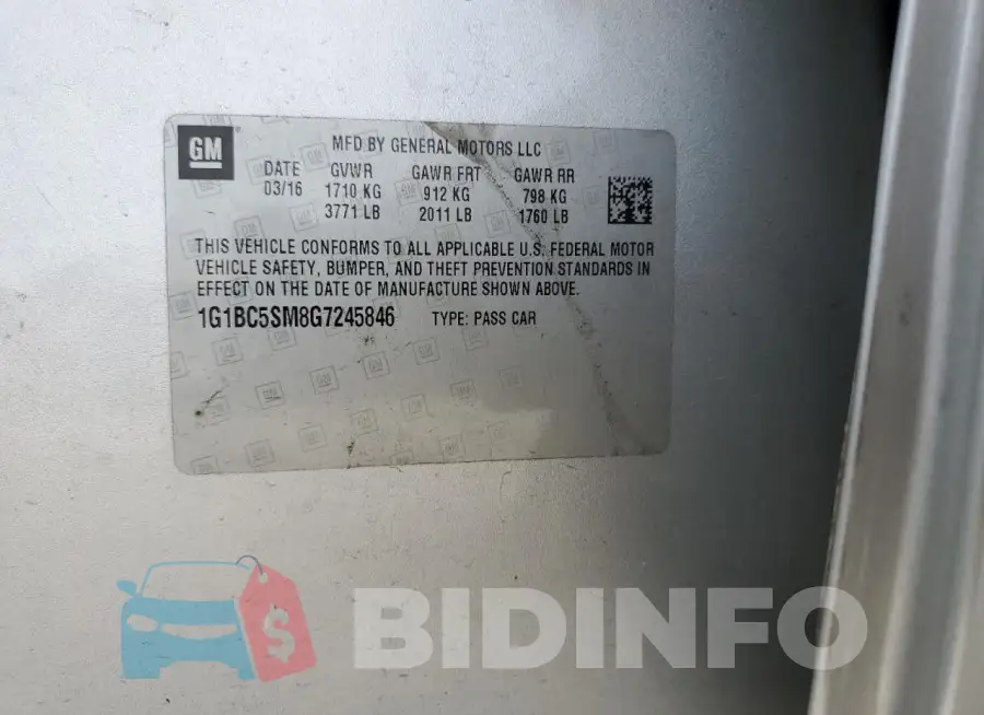 1G1BC5SM8G7245846 Photo# 12