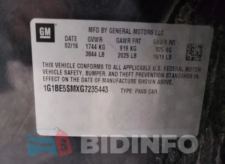 1G1BE5SMXG7235443 Photo# 12