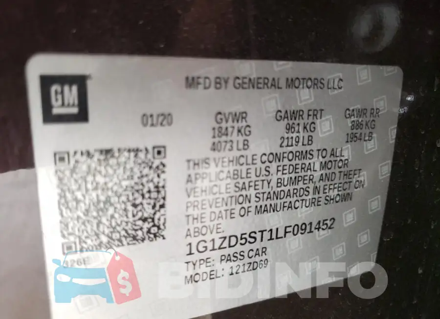 1G1ZD5ST1LF091452 Photo# 12