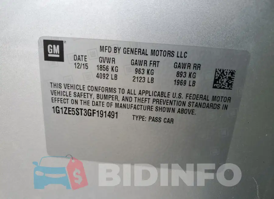 1G1ZE5ST3GF191491 Photo# 12