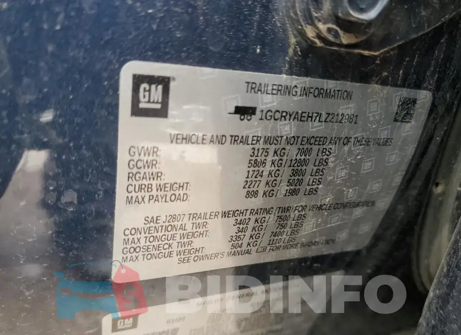 1GCRYAEH7LZ212981 Photo# 12