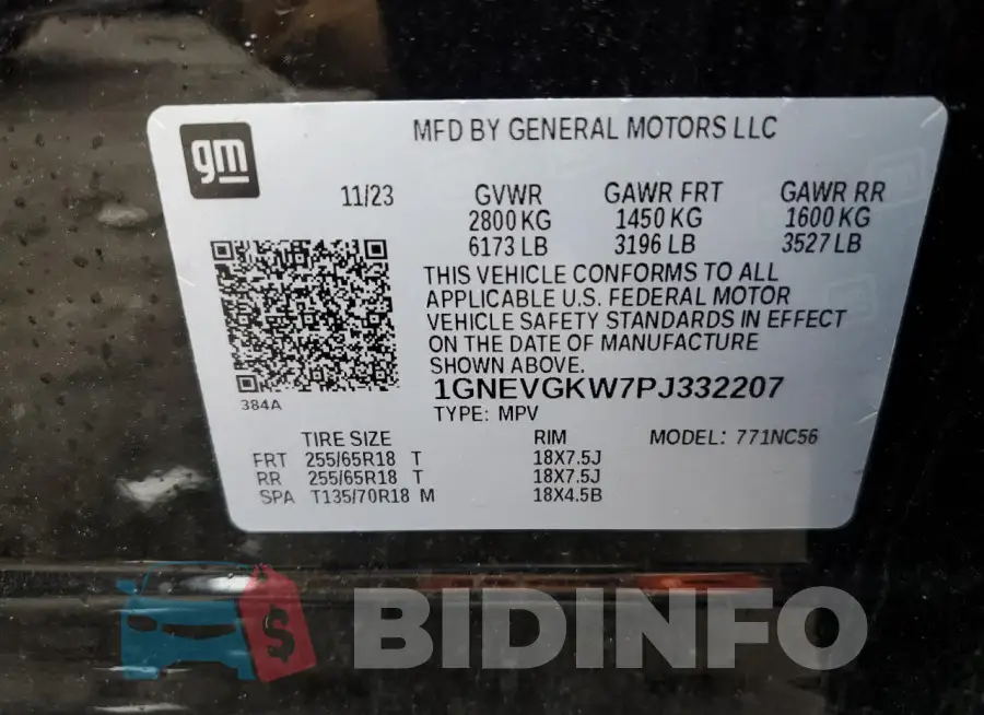 1GNEVGKW7PJ332207 Photo# 13