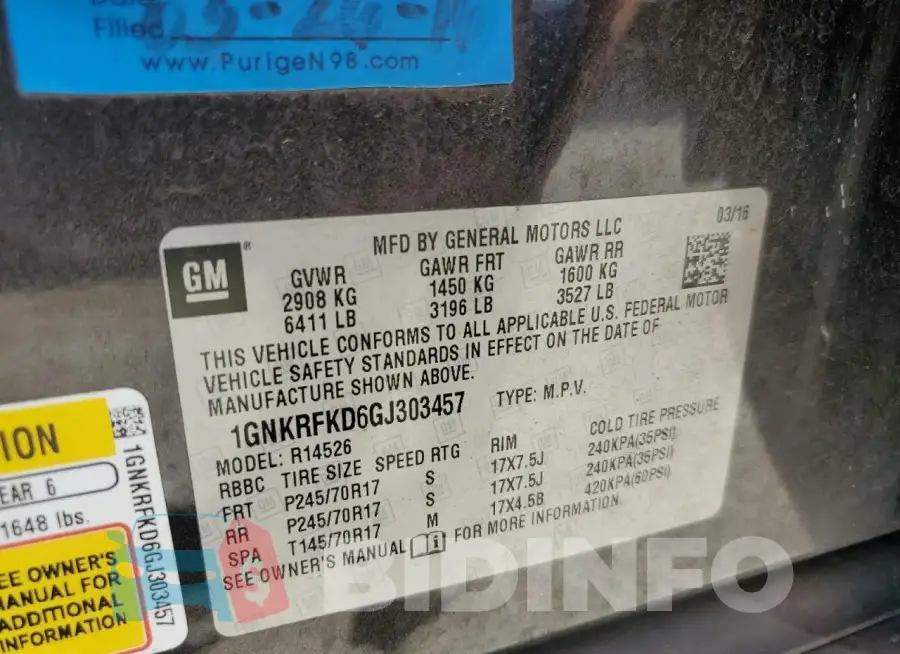 1GNKRFKD6GJ303457 Photo# 13
