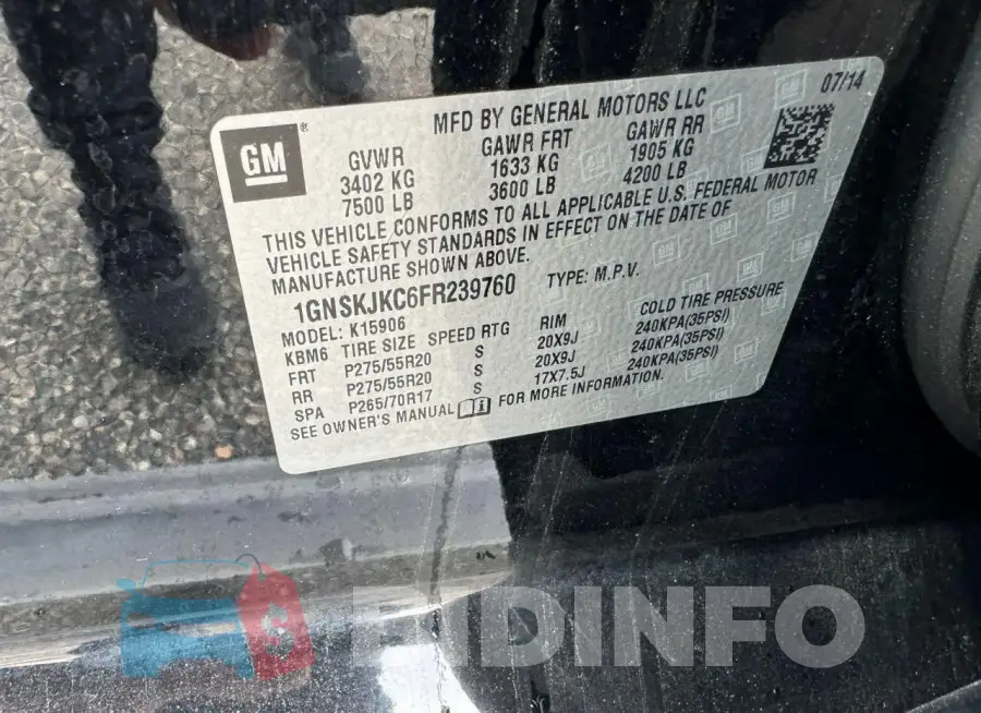 1GNSKJKC6FR239760 Photo# 10