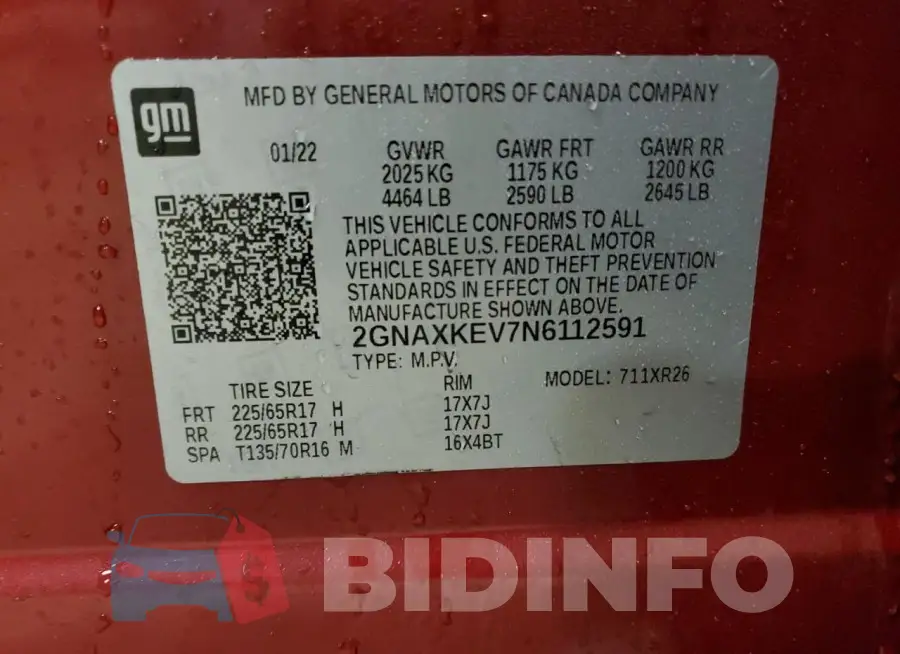2GNAXKEV7N6112591 Photo# 13